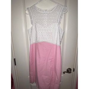 Lilly Pulitzer white and pink seersucker dress